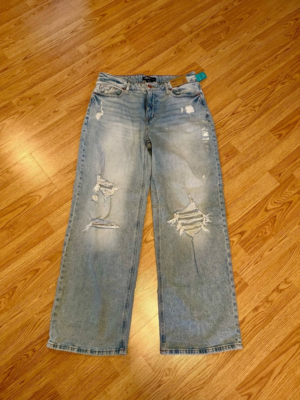 Brand New Maurices Light Blue Distressed Wide Leg Jeans